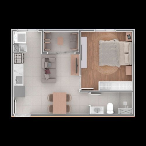 Compacto e moderno, o apartamento de 1 dormit�rio � ideal para quem deseja o primeiro im�vel ou um investimento seguro.